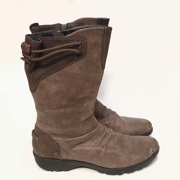 Merrell Vera Boots Size 8.5 Mid Barnwood Brown Leather Womens Calf - Picture 3 of 13